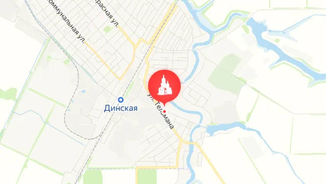Введенский храм на карте станицы Динской